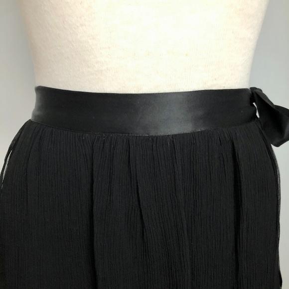 Jacob Layered Black Silk Skirt with Ribbon Tie - Picture 4 of 8